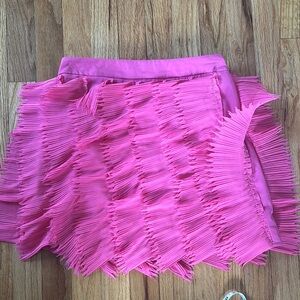 Chic Mini Skirt Women’s Femme Textured fringe Pink